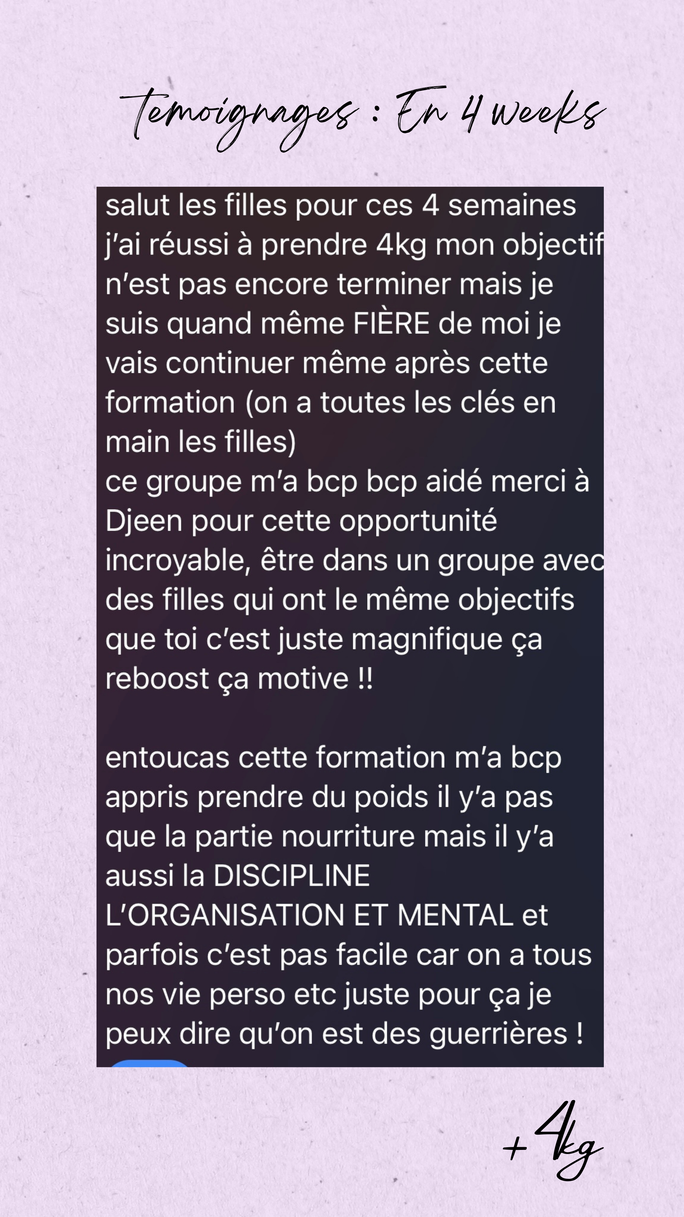 Témoignage +4kg en 4 semaines