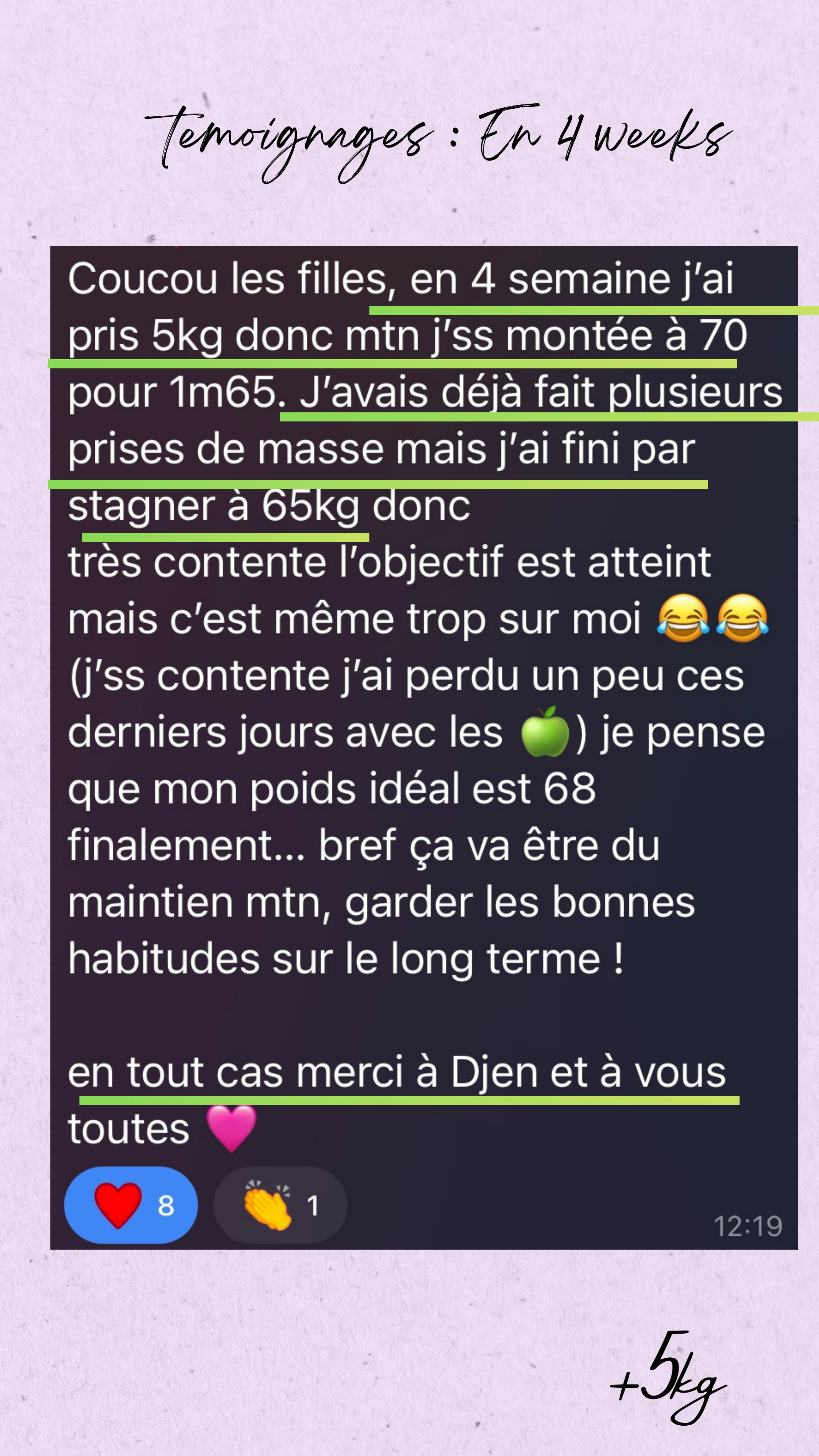 Témoignage +5kg en 4 semaines